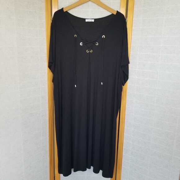 Calvin Klein Leveled Up Lace Up Swim Cover Black Size 2X - Picture 1 of 9